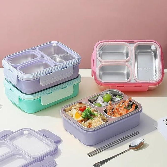 3 Grid Delicious Life Lunch Box, Leak-Proof for Mess-Free On-The-Go Dining